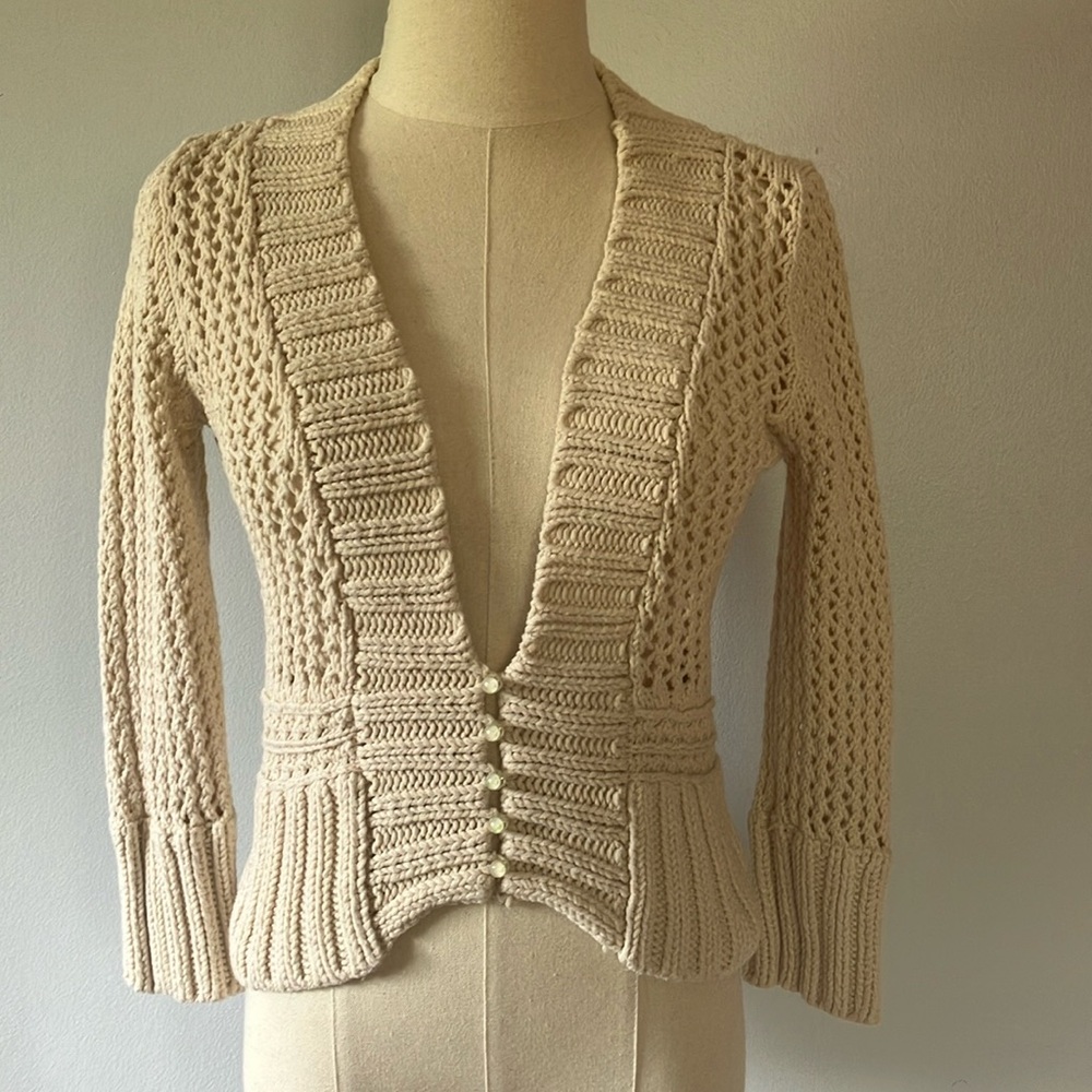 Free People Cream Knit Cardigan